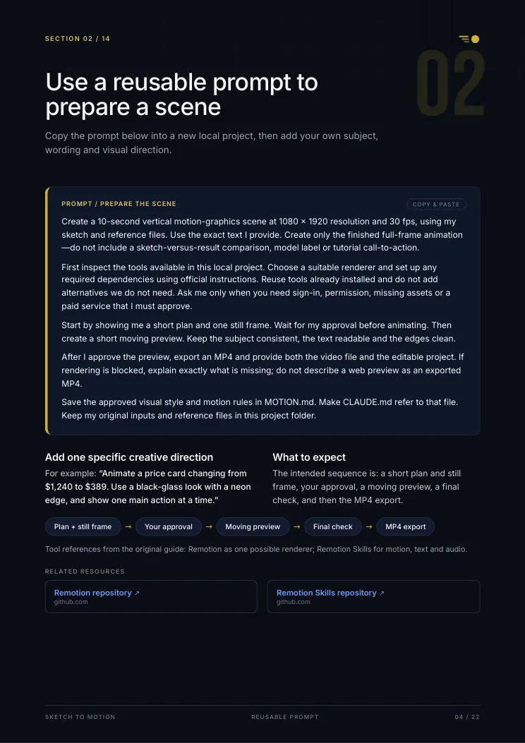 A reusable prompt from the guide